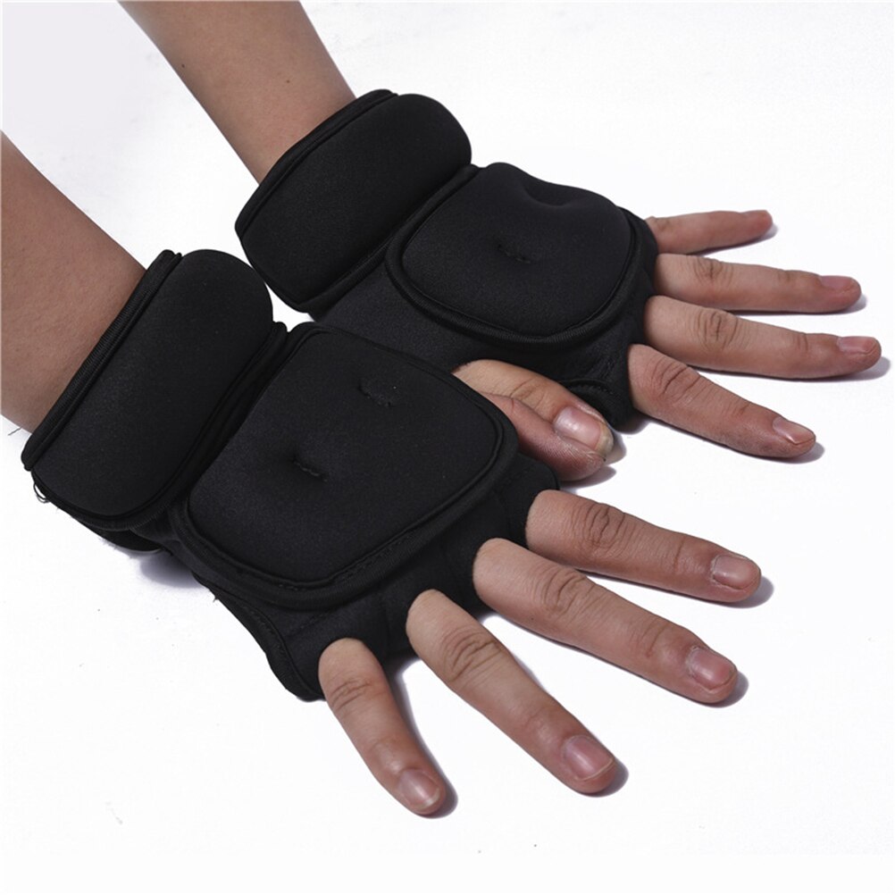 1KG Sports Fit Weighted Gloves Wrist Weight Resistance Fitness Training Glove Fingerless Gym Gloves Fitness Equitment