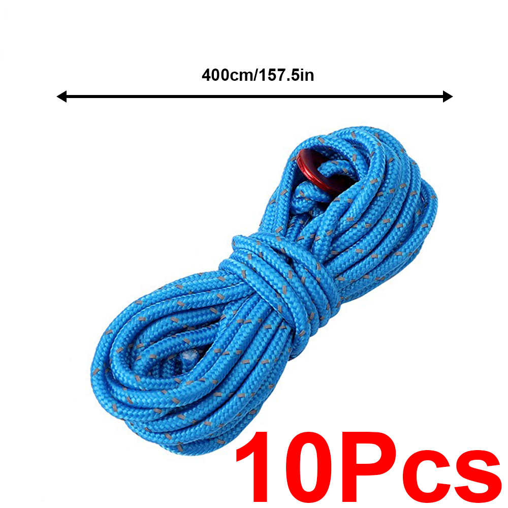 Utomhus vindtätt rep camping reflekterande guylina 4mm tjocka tältrep tillbehör snörelås presenning fastspänning hållbar tältlina