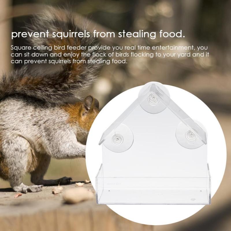 Acrylic Transparent Bird Feeder Window Viewing Bird Feeders Tray Birdhouse Suction Cup Practical Mount House Type Feeder