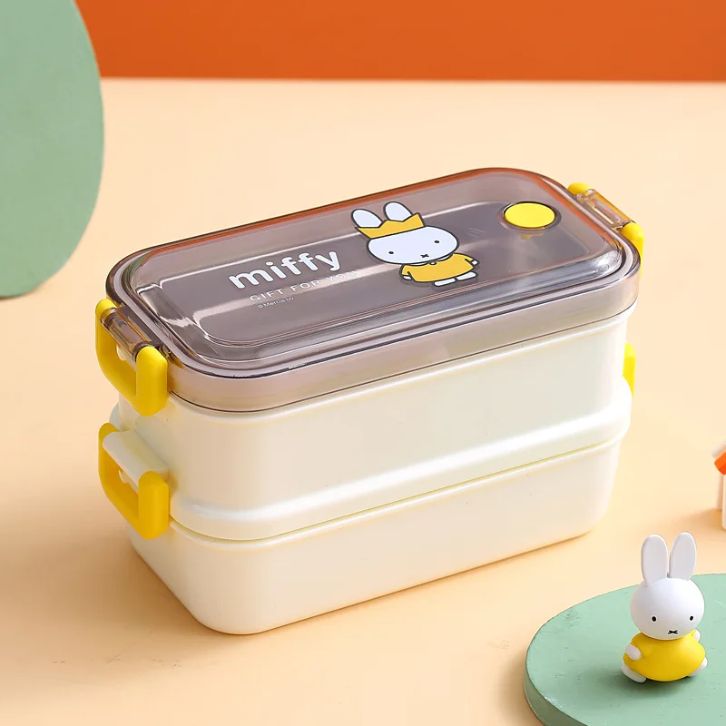 Kawaii Miffy Doppelte Edelstahl-Lunchbox mit großer Kapazität, isolierte Lunchbox für Erwachsene, tragbare Studenten-Lunchbox, Weihnachtsgeschenk: Lila