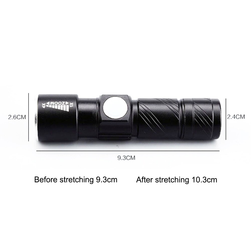 Latarka USB wyróżnij poręczny potężny doprowadziło 3 tryby mini latarka wodoodporna regulacja wiązki światła latarka Usb ładowanie światła nowość