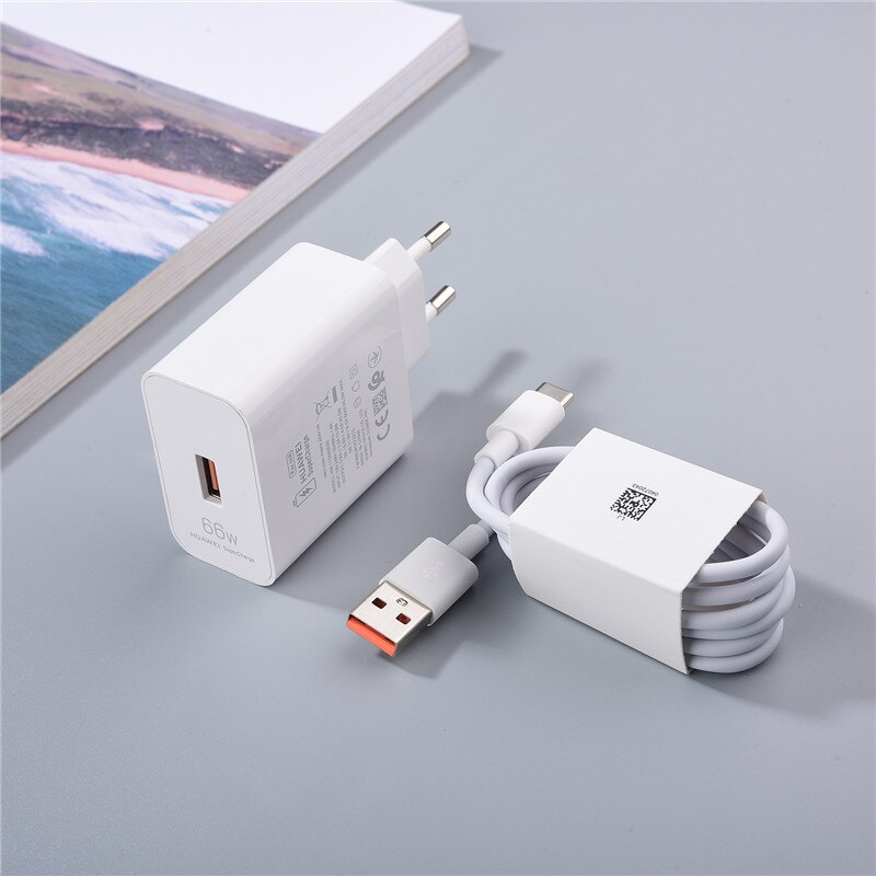 Huawei 66w superschnell-wandladegerät-adapter 11v 6a eu-supercharging-stecker für mate 40 30 20 rs p50 p40 nova 8 pro 1m 6a usb-c-kabel