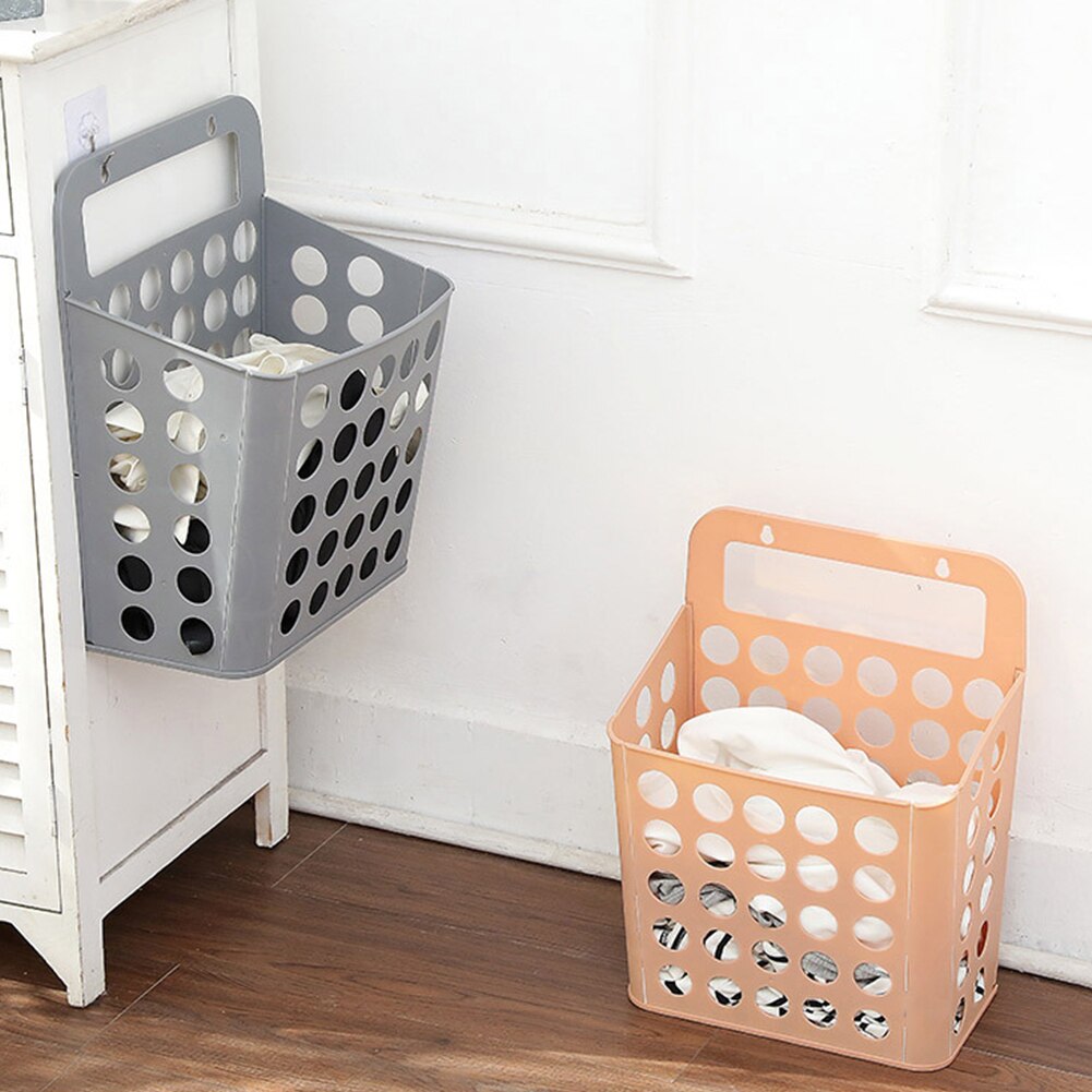 Sundries Laundry Basket Wall Mounted Foldable Organizer Living Room Household Storage Plastic Solid With Handles Container
