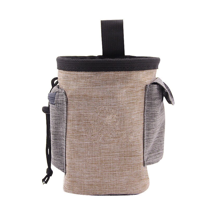 Bolsa de comida para mascotas multifuncional, ajustable, impermeable, bolsillo de entrenamiento, bolsa portátil para aperitivos, suministros para mascotas: Coffee