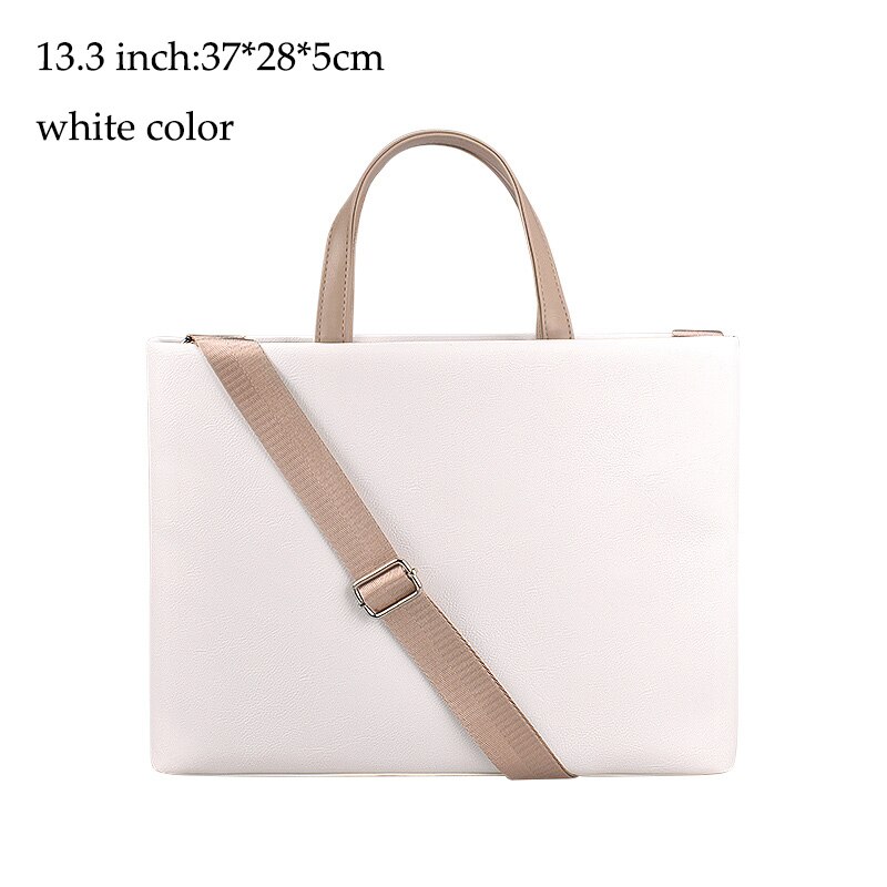 Bolsas de oficina de cuero sintético para mujer, cartera para ordenador portátil de 15,4 pulgadas, bolso de negocios: 13.3 inch-white