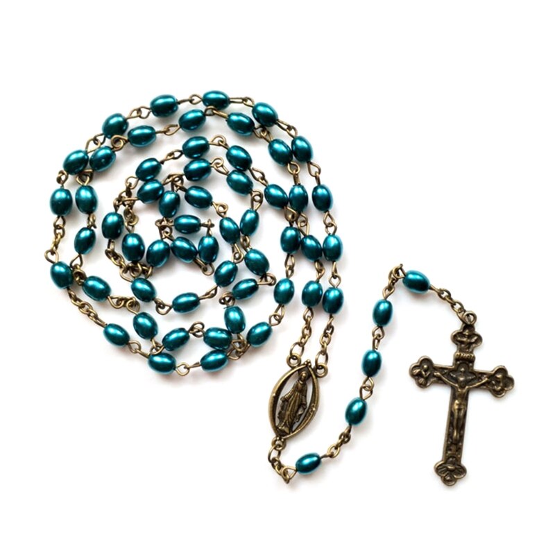 Rozenkrans Kralen Lange Ketting Met Jezus Christus Crucifix Cross Katholieke Hanger