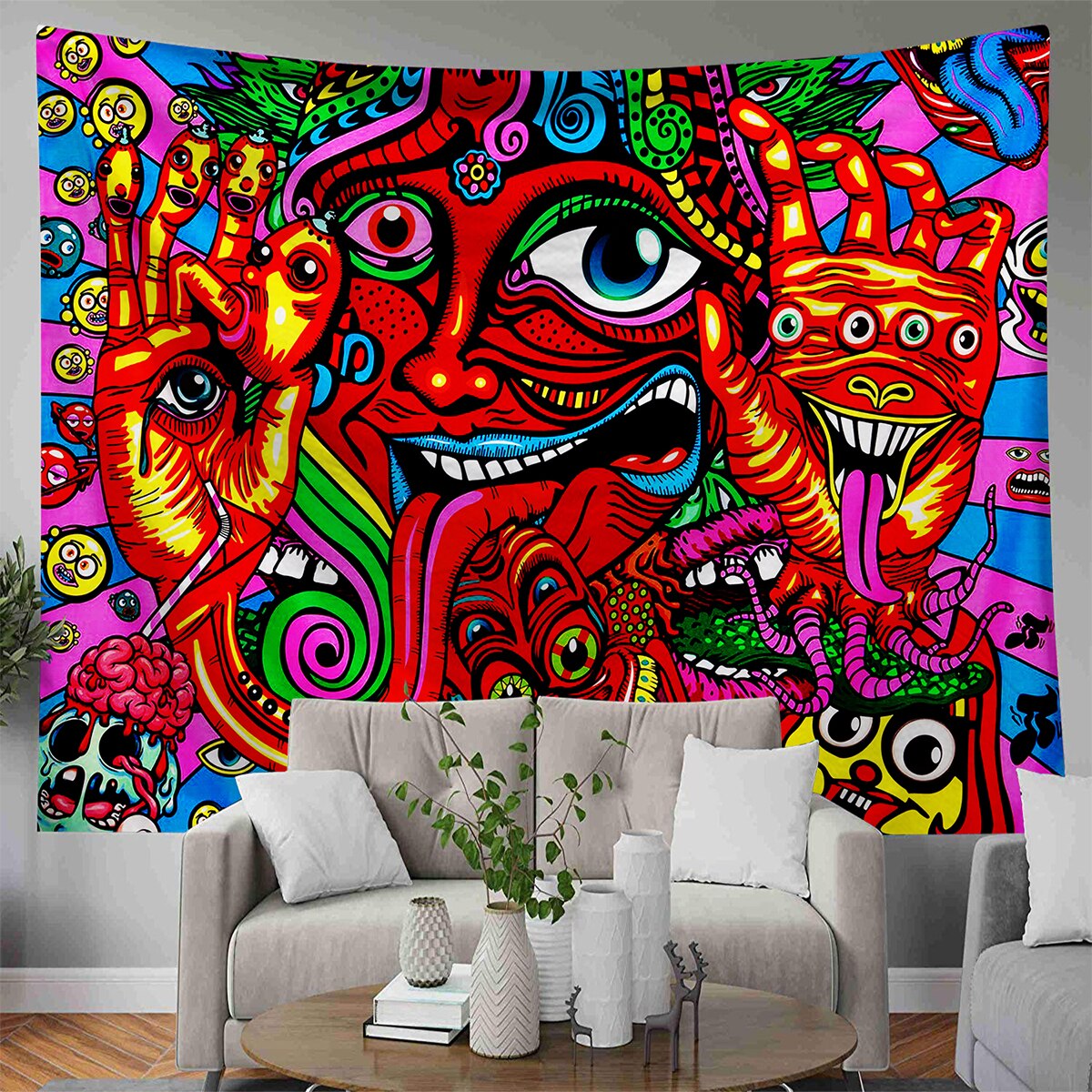 Mode Wandtapijt Mysterieuze Hippie Tapestry Abstract Patroon Trippy Tapestry Fantasy Magical Fractal Tapestry
