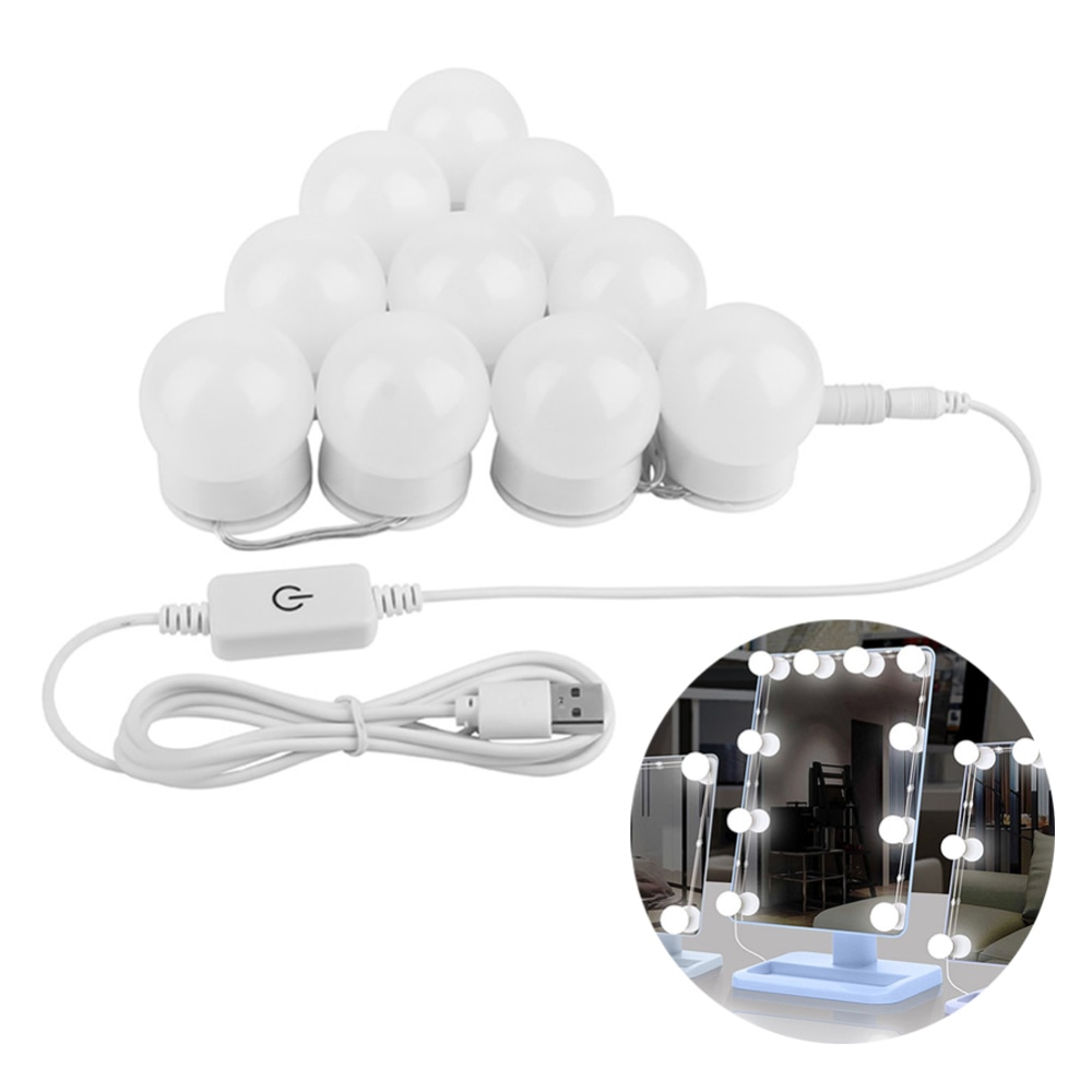10 lumière LED ampoules lampe Kit pour maquillage miroir lumineux maquillage cosmétiques miroirs 3 niveaux réglable luminosité ampoules lampe