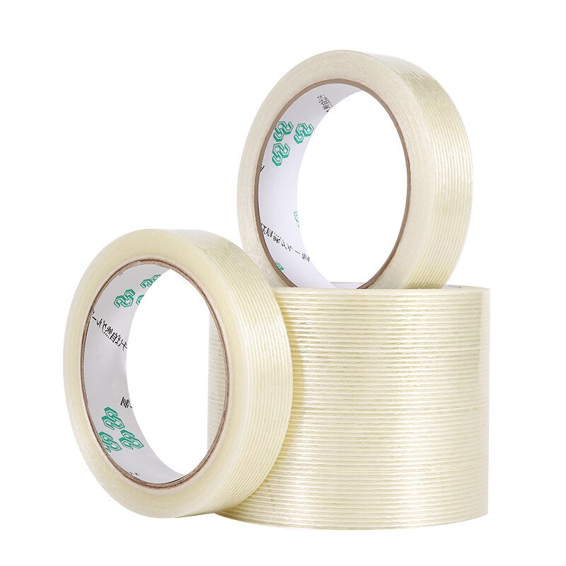 Sterke Glasvezel Tape Voor Vaste Wikkelen Kronkelende Transparant Gestreepte Single Side Adhesive Industriële Strapping Verpakking Seal