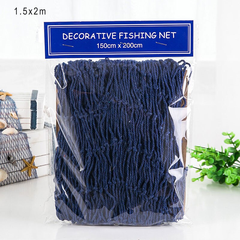 Estate Marine Decor Rete Da Pesca Arazzo Mare In Stile Mediterraneo Decorazione Della Parete di Casa Netto Del Pendente Delle Stelle Marine di Lisca di Pesce Decorazione: 1.5x2m blue A