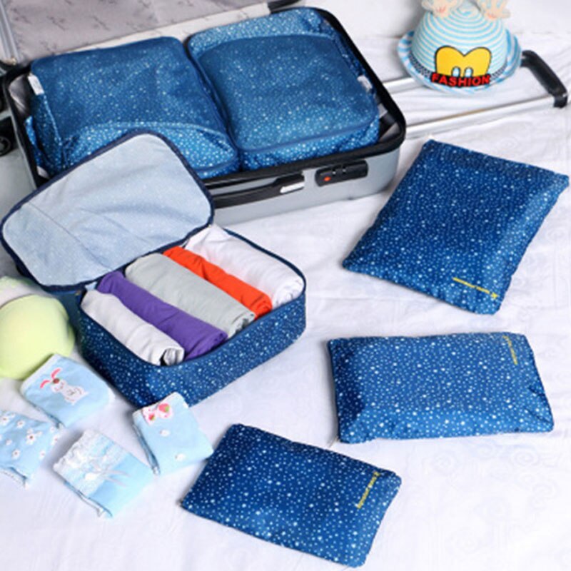 Yesello 6 Pcs/ set Oxford Mesh Cloth Travel Bag Organizer Luggage Packing Cube Organizer Personal Kits Travel Bags: 1