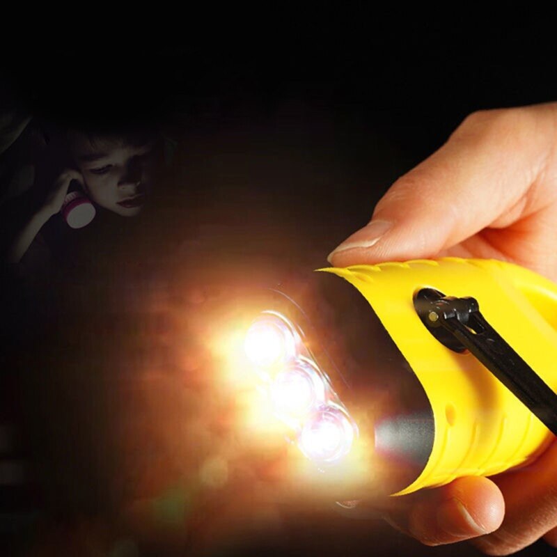 Solar Powered Flashlight Hand Crank Dynamo Rechargeable LED Light Lamp Charging Powerful Torch for Outdoor Activity
