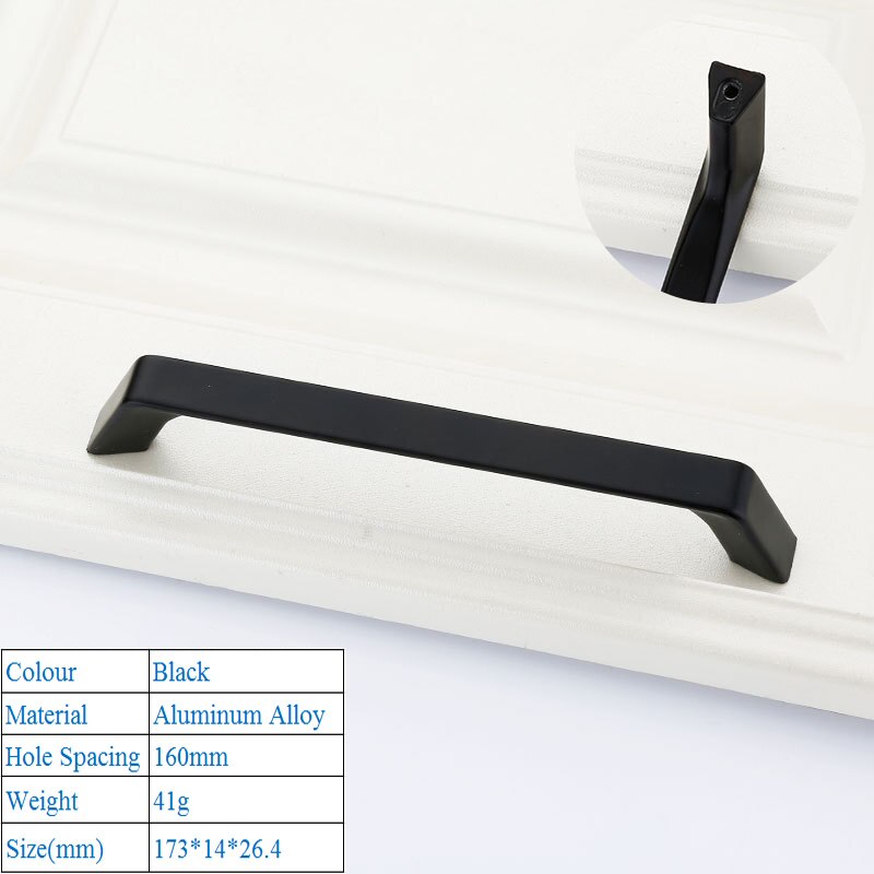 High Grade Black Door Handles Kitchen Cabinet Door Handles Modern Decorative Furniture Knobs Push Pull Handles Accessories: N 160mm