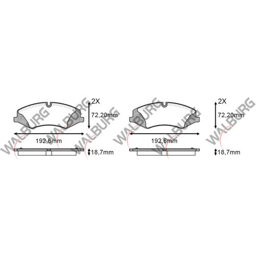 Walburg Brake Lining Front Land Rover Dıscovery Iv La 3.0 Td 4 X4 18.70Mm