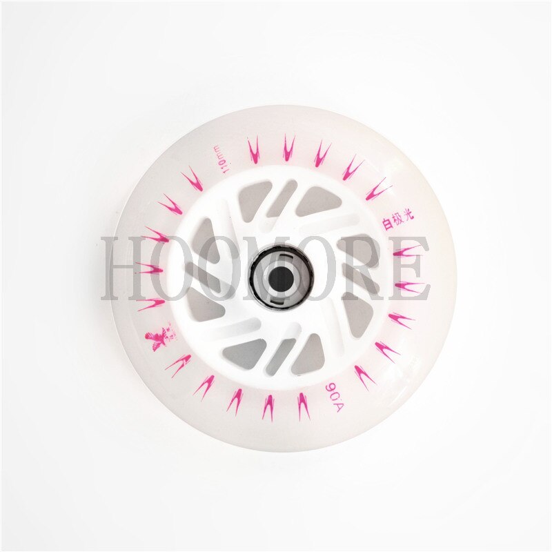 Ruedas de patinaje de velocidad con luz LED, 110mm, blanco, azul, verde, morado, rosa, patines de velocidad en línea de colores, 110, celda magnética, flash brillante 6/8