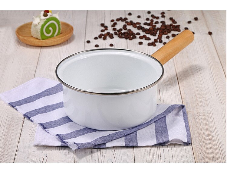 18CM red Soup Pot Saucepan Portable Stockpot Milk Heating Nonstick Cooking Pan Kitchen Cookware For Gas Induction C: White