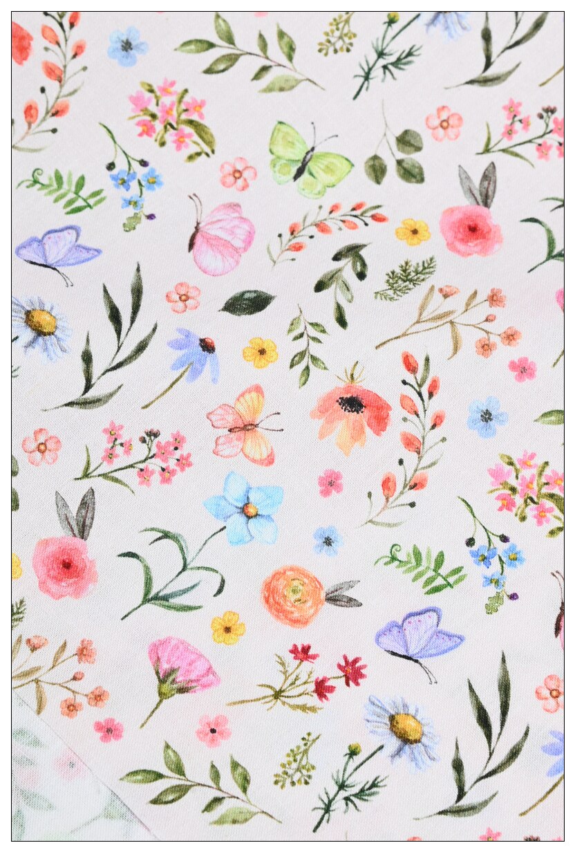 Wide110cm Cartoon Aquarel Vlinder Bloemen Katoenen Stof Materiaal Patchwork Naaien Stoffen Quilt Handwerken Diy Doek