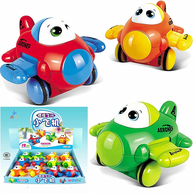 Mini plane kindergarten inertia cartoon swing plane educational toy infant toy small plane