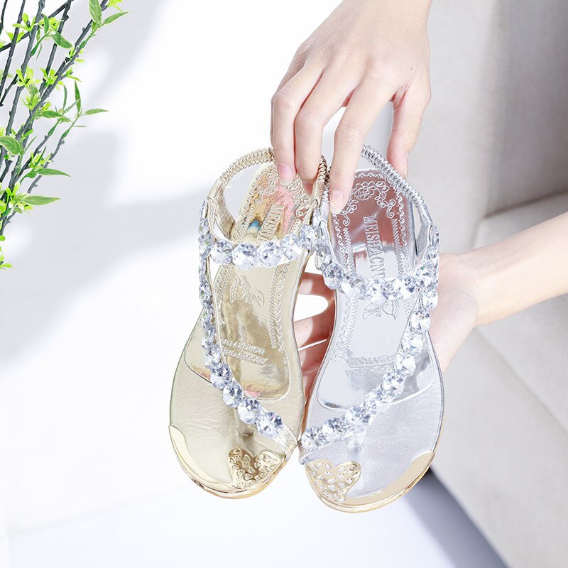 Produktbild von Jelly Sandale "MILAN" Damen Strass Knopf Riemen Flip Flop - Ann