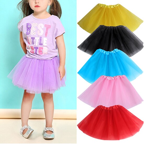 Filles belle Multi couches Tulle taille élastique jupe gonflée Tu tu princesse robe pour enfants fille scène performance