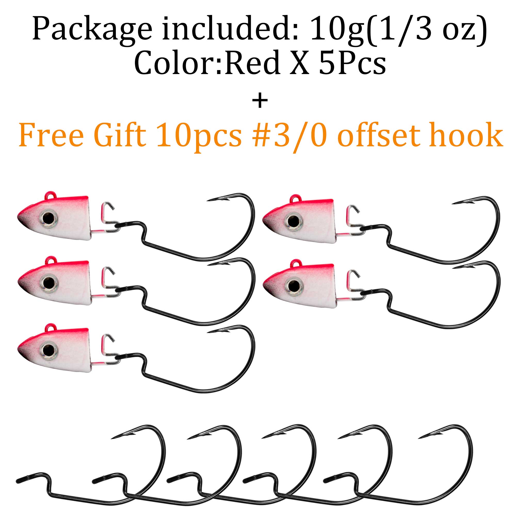 THKFISH – hameçons de pêche à tête plombée, 2 pièces, 10g 12g 25g, têtes de gabarits oculaires, appât dur # Crochet barbelé en acier à haute teneur en carbone 3/0 pour vers souple: MULTI