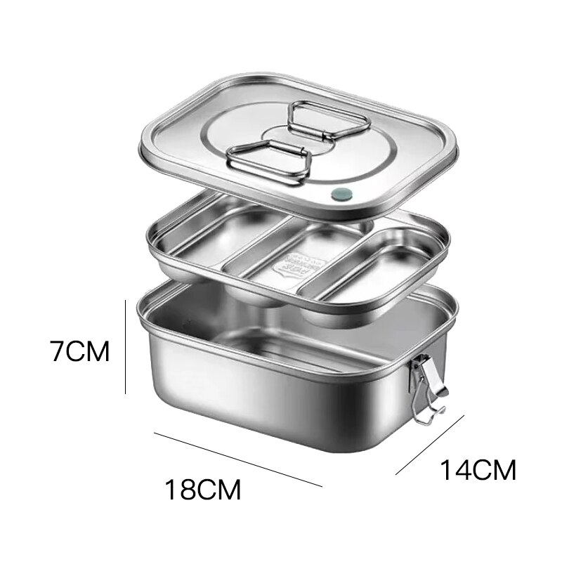 Stainless Steel Insulated Lunch Box Bento Box Outdoor School Office Worker Microwave Heating Lunch Container Food Storage Box: Small-C