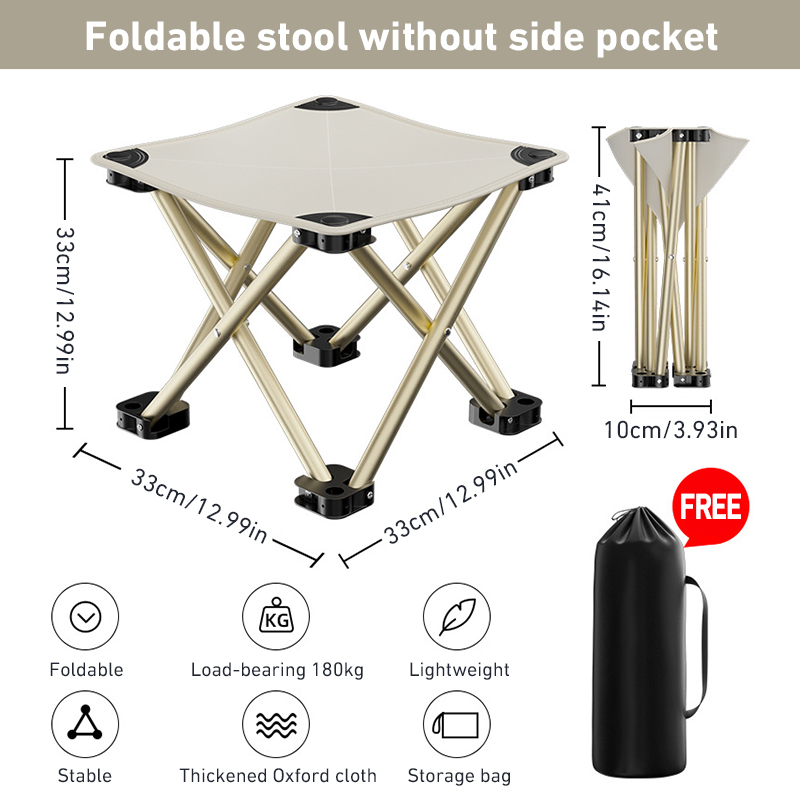 Sgabello pieghevole portatile da esterno Sgabello pieghevole da campeggio Escursionismo Spiaggia Viaggi picnic Sedile da pesca Strumenti picnic ultraleggero: bianca