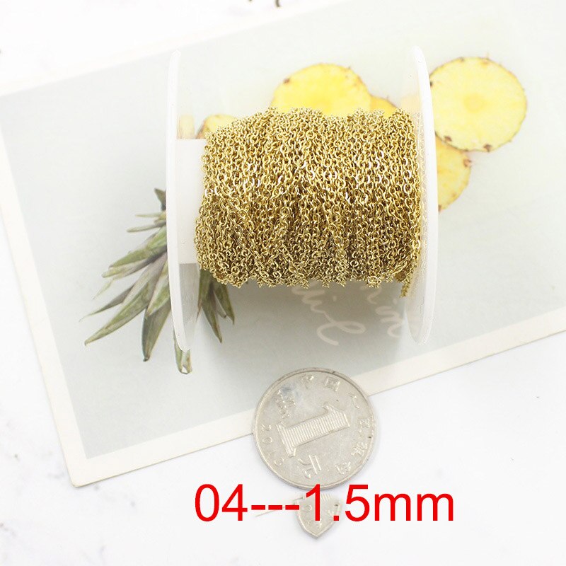 10 Yard/roll 1.0/1.5/2.0/2.5/3 millimetri In Acciaio Inox Piatto di Collegamento Catene Croce oro all'ingrosso Catena In Acciaio di Colore per DIYJewelry Fare Mestieri: gold 1.5mm