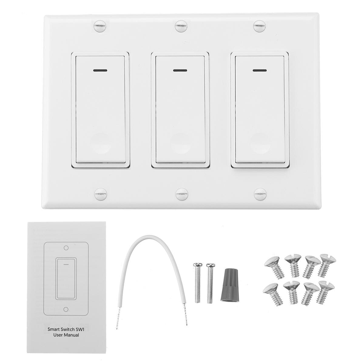 2/3/4 Gang WiFi Smart Home Light Wall Switch Socket Push Button Modern Panel Tuya Wireless Compatible For Alexa For Google Home: 3 Gang