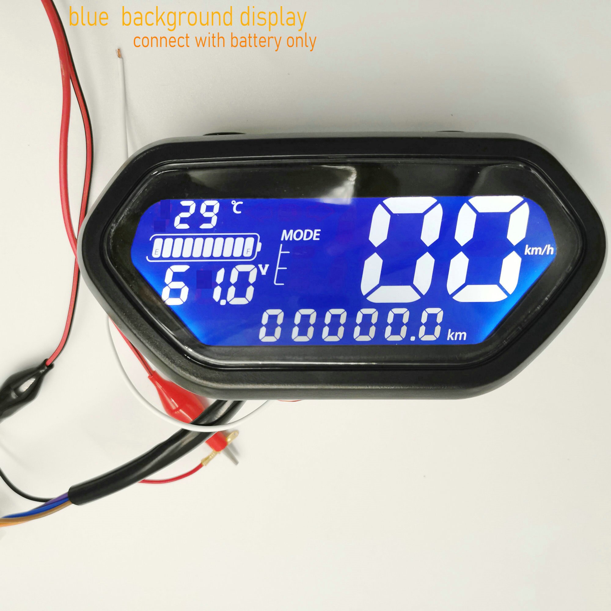 Speedometer lcd display 48 v 60 v 72 v 84 v 96 v 120 v 144v lys / batteriniveau indikator til elektrisk scooter måler cykel trehjulet instrumentbræt
