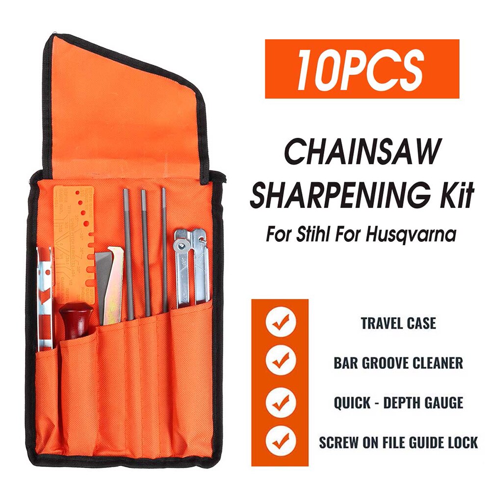 Grinding Special Household Hand Tools 10 Pcs Chainsaw Sharpening File Filing Kit Chain Sharpen Saw Files Tool