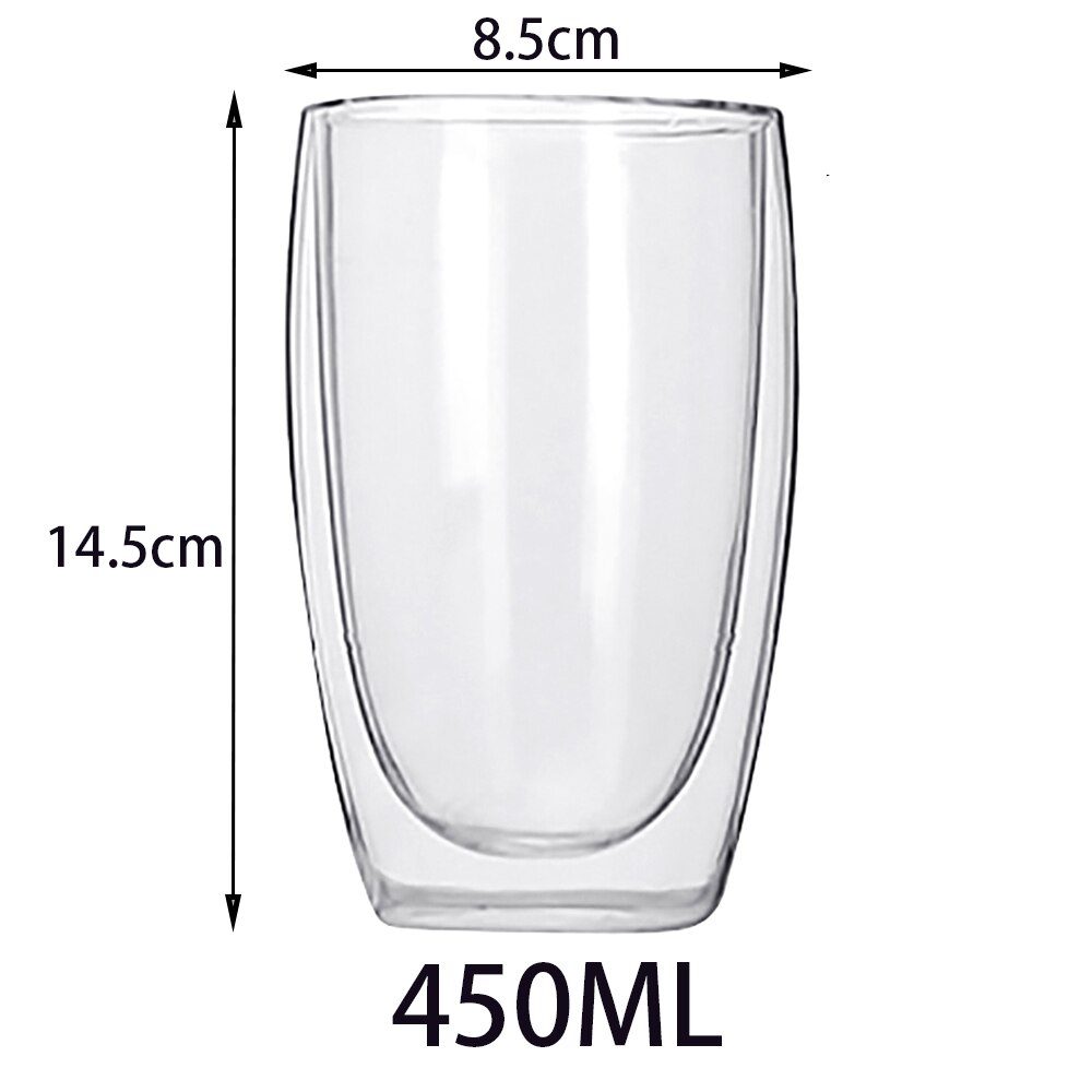 Doppel Zauberstab Bleifrei Tassen Glas Tasse Wärme-beständig Kaffee Tasse einstellen Milch Glas Becher Nicht zerbrechlich Glas Tassen Getränk Beste: 450ml / 1pc