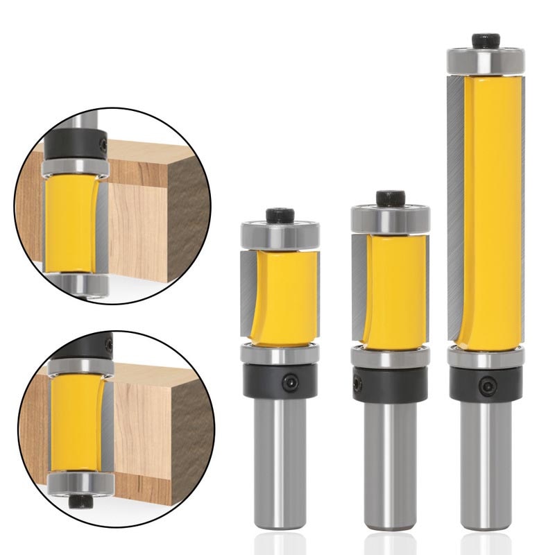 1/2 12mm Shank Flush Trim Router Bit With Double Bearing For Wood Trimming And Slotting Bit Tungsten Carbide Milling Cutter