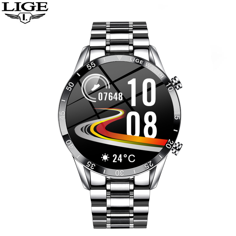 LIGE-Bluetooth Chamada Relógio Inteligente para Homens, 1.39 ", 360x360 Tela HD, Negócios, Rastreador De Esportes, Freqüência Cardíaca, Monitor De Saúde: Preto