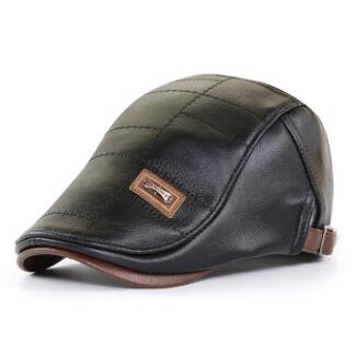 Xdanqinx vinter herrmössa sammet varma basker pu läder vinterhattar för män chapeau justerbar storlek casual märken keps pappas hatt: Svart