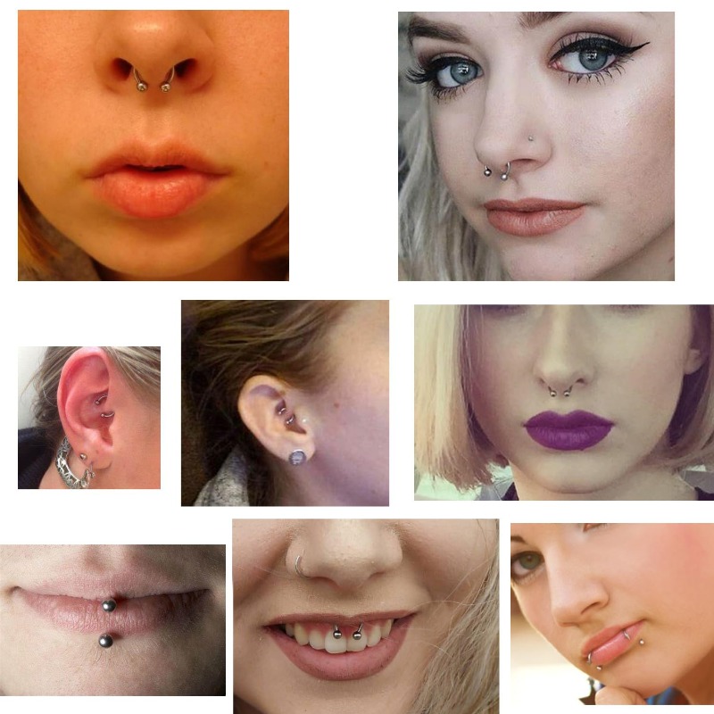 40/60PC/Set 14G Stainless Steel Nose Ear Belly Lip Tongue Ring Captive Bead Eyebrow Bar Piercing Kit Sexy Body Piercing Jewlry