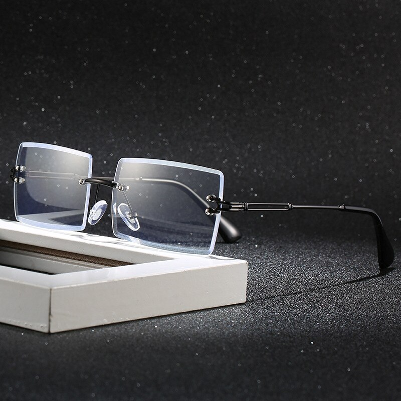 seemfy Square Anti-blue Light Glasses Metal Frame Retro And Personality Eyeglasses Frames Clear Lenses 0 Degree Plain Spectacles