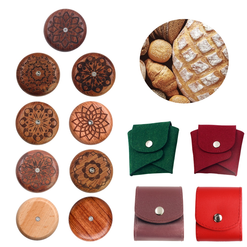 Mini Wooden Bread Knife, Razor Cutter with Storage Bag, Round Bread Lame Dough, DIY Sourdough Bread for Scoring, Slashing Tool