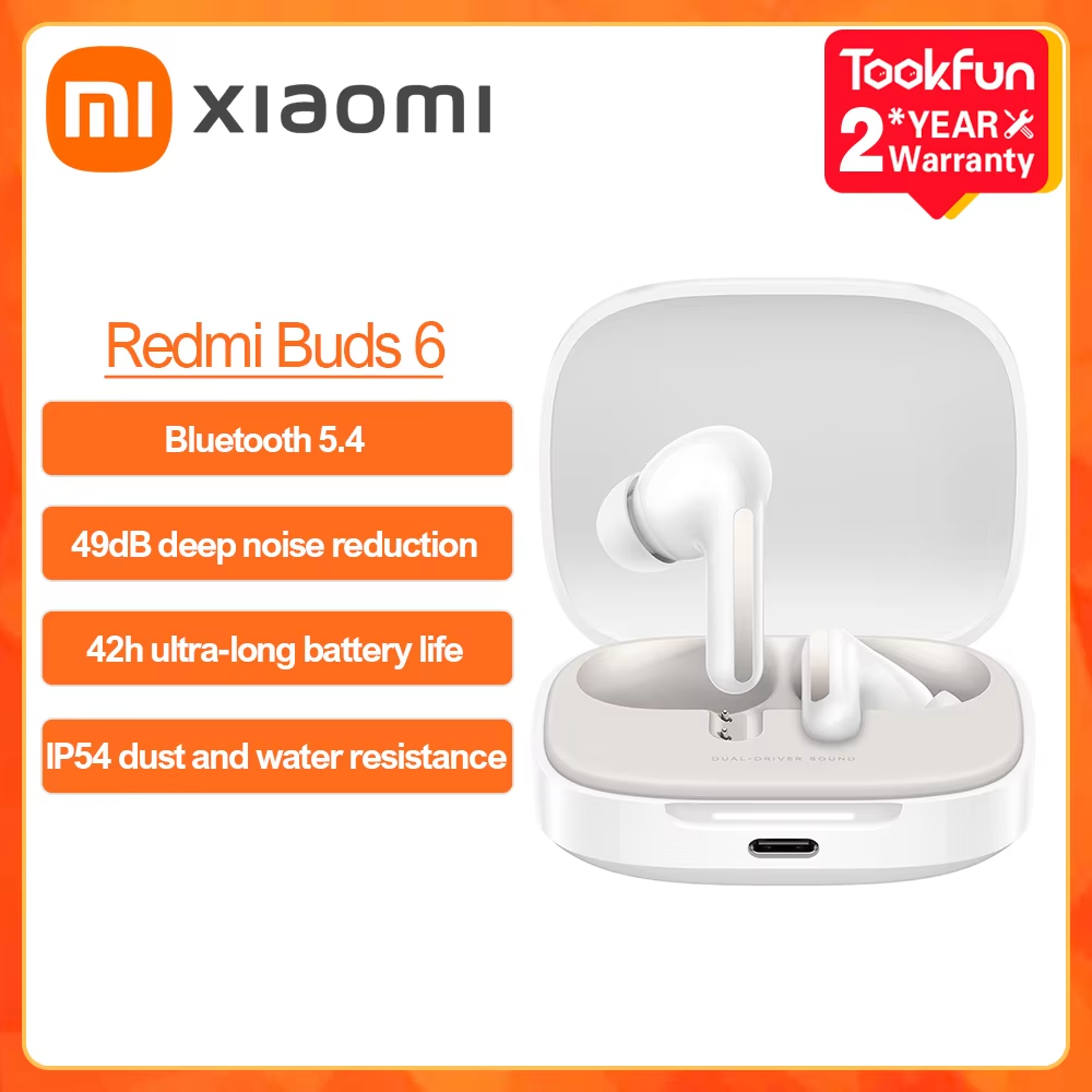 Xiaomi redmi buds 6 oordopjes met actieve ruisonderdrukking, ruimtelijke audio  ip54 heldere spraakoproepen 42h lange batterijduur en bluetooth 5.4.: Zilver