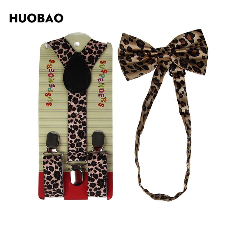 HUOBAO Brown Leopard Suspenders And Bow Ties Sets For Children Kids Boys Girls: 01