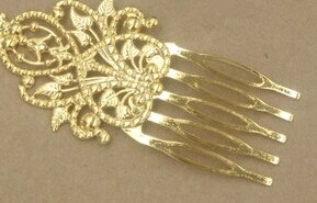 Vintage 5 Teeth Comb Hair Jewelry Charm Women Flower Hairpin Hairclips Barrettes Retro Hair Wear: Gold