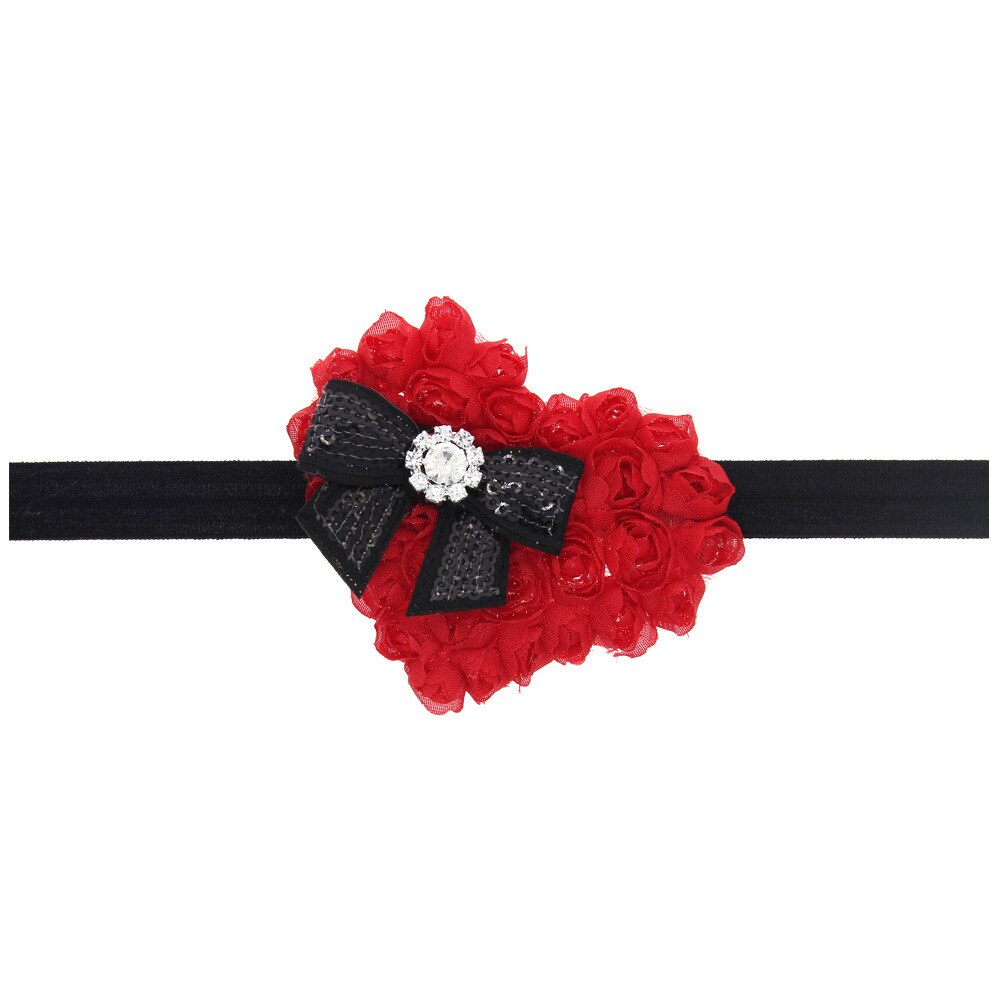 ABDO Small Flowers Elastic Baby Headband For Girls Love Valentine's Day Costume Baby Hair Accessories Girl Hairband: Black