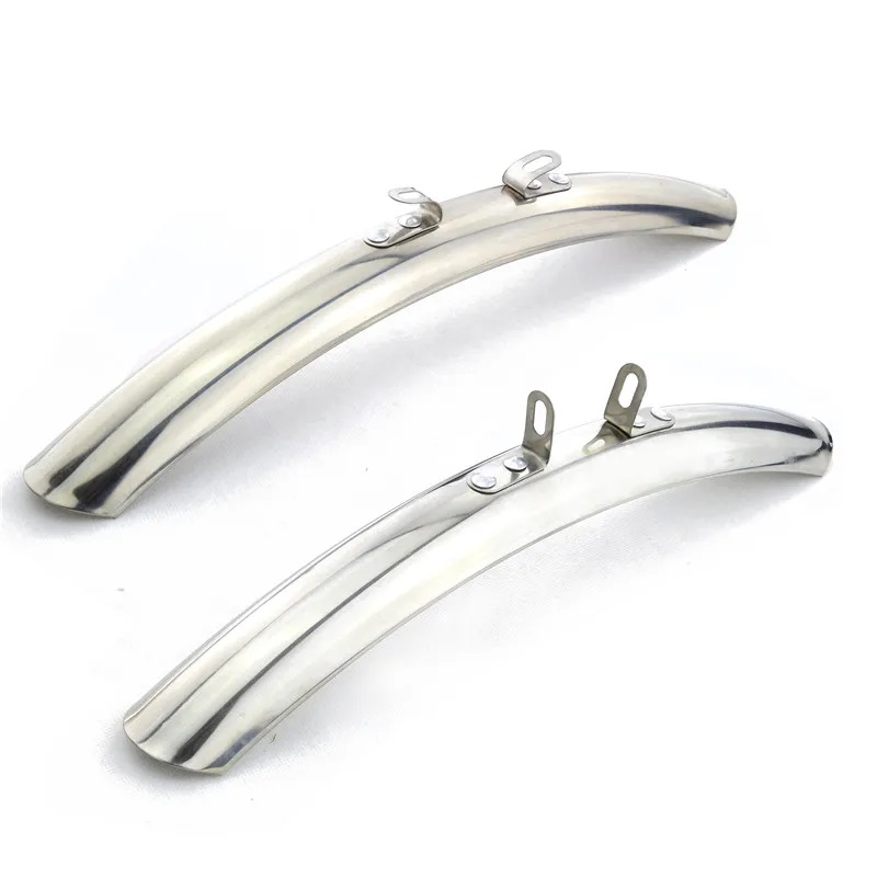700C Stainless Steel Mudguard City Retro Bike Fender Fixed Gear Bicycle Silver Front Rear Fenders: Default Title