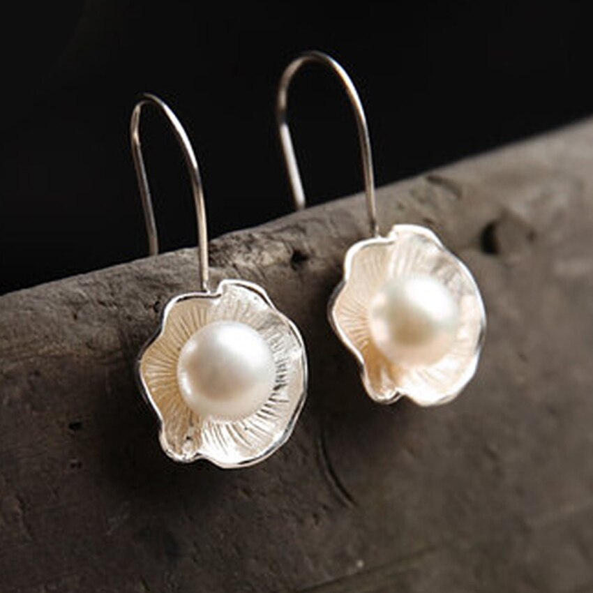 Boucles d'oreilles de luxe en forme de coquille Thai argent tempérament dames populaire haut de gamme bijoux artisanat fait main simple OL