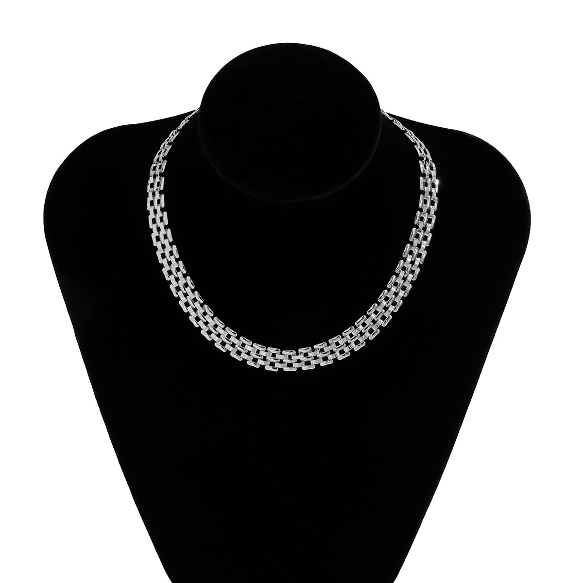 Lacteo Vintage sztuczna perła geometryczna Choker naszyjnik dla kobiet modny złoty kolor metalowy cienki łańcuszek do obojczyka naszyjnik prezent: Silver Color 3