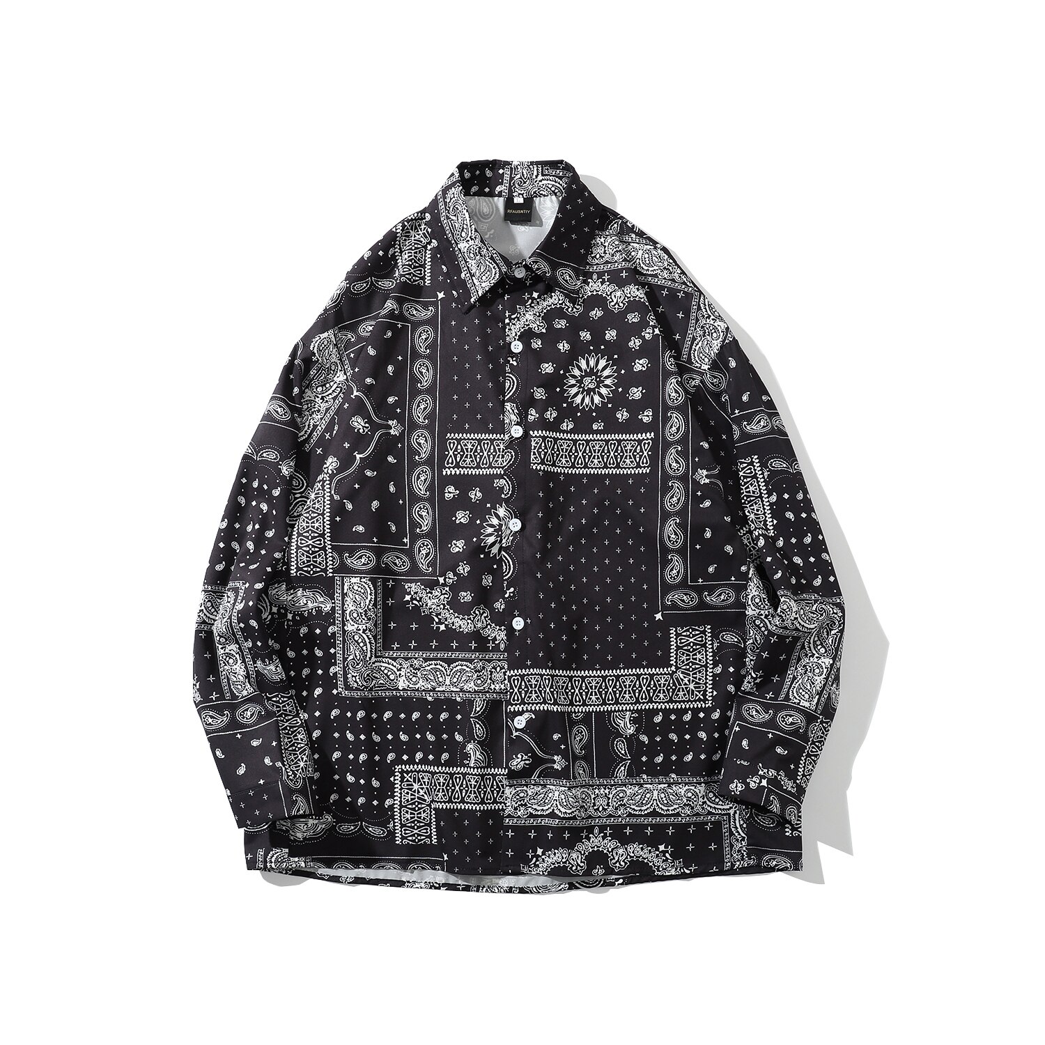 Oscn 7 afslappet trykt langærmet skjorte mænd high high streetwear efterår kvinder skjorte retro skjorter harujuku herre skjorte  x103