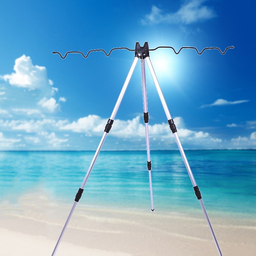 Aluminum Alloy Telescopic Fishing Rod Stand Sea Fishing Rods Tripod Adjustable 3 Sections Fishing Accessory