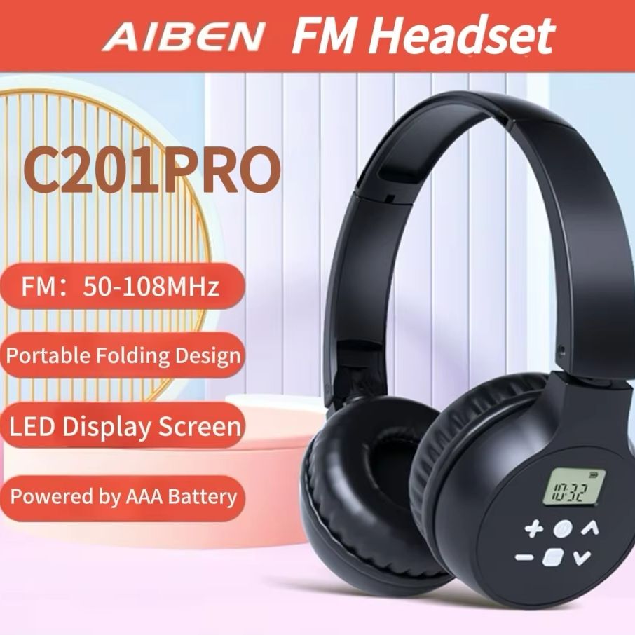 C201PRO Radio FM portátil de 3,5 mm con conector de audio para auriculares con batería AAA