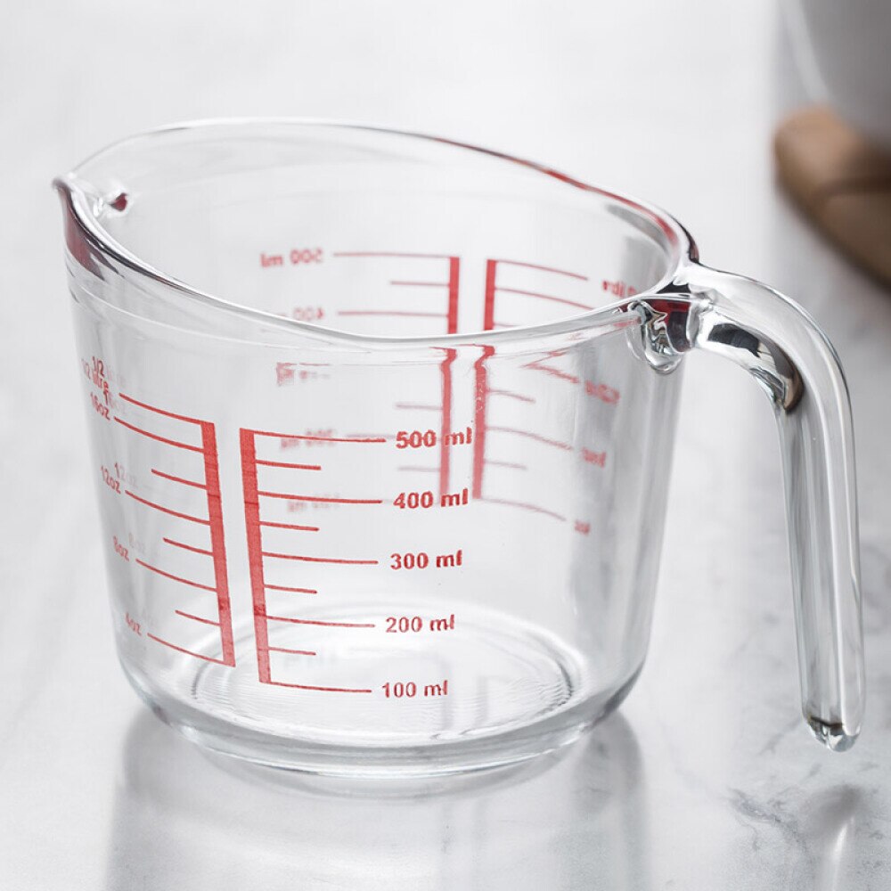 Measuring Cup Tempered Glass 2 Side Intervals Scale Kitchen Tools Accessories