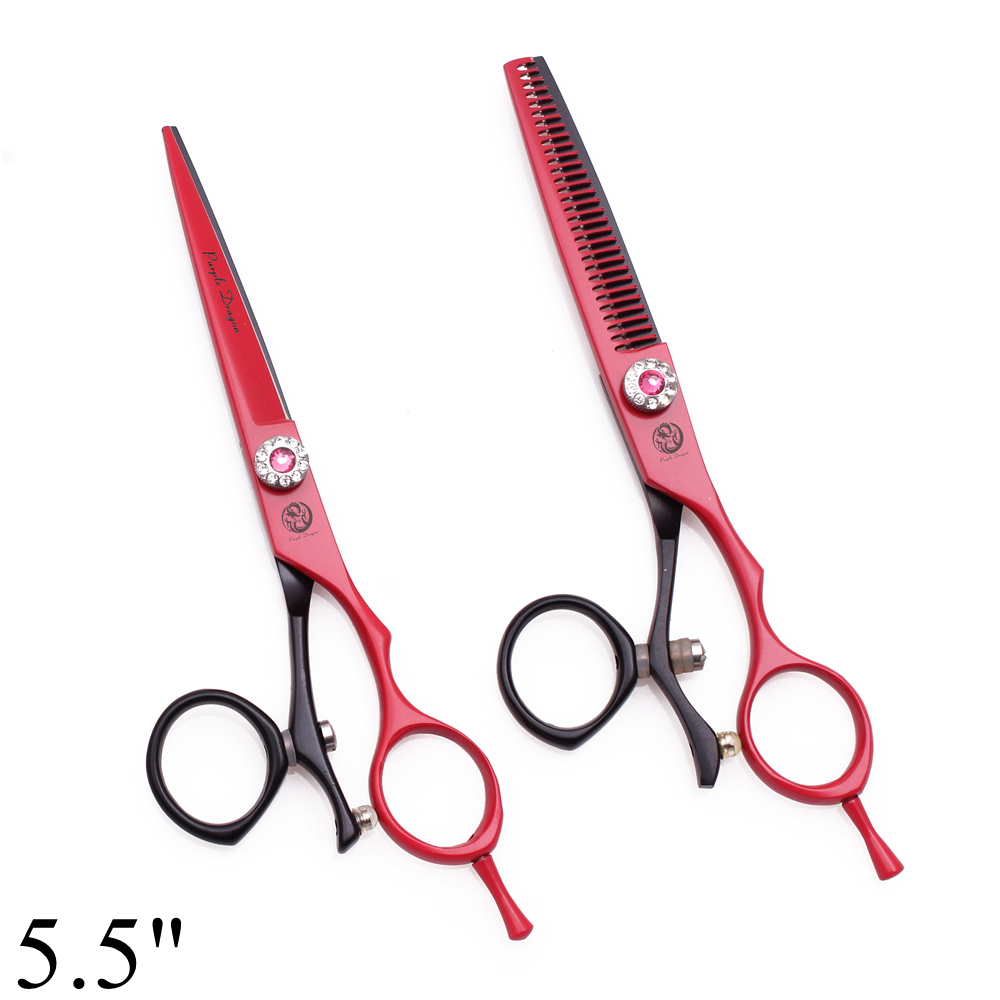 Tijeras profesionales de peluquería 5,5 "6" dragón púrpura JP 440C tijeras de corte de pelo de pulgar giratorio tijeras de adelgazamiento de peluquero Z9019: Chocolate
